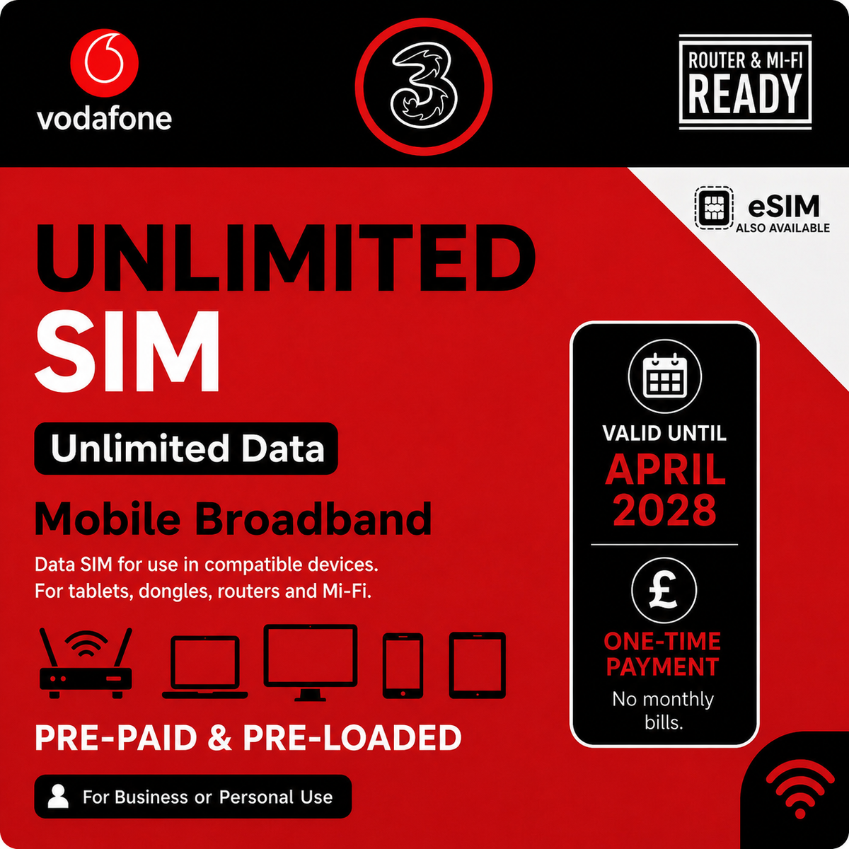 Three Pre-Loaded Data Sim Unlimited 5G Uncapped Mobile - Scancom | Exp April 2028